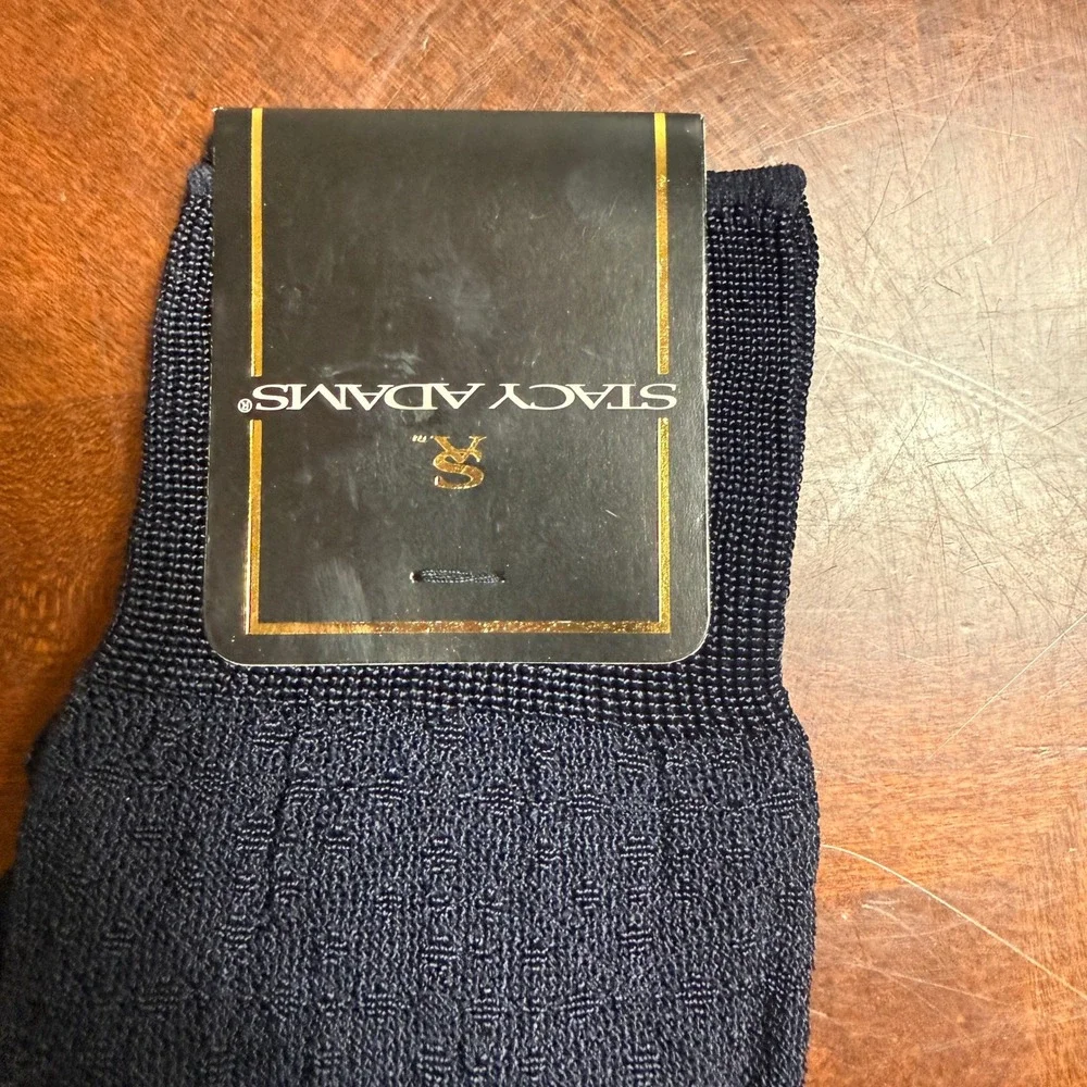 Stacy‎ Adams Mens Navy Blue Textured Knit Dress Socks Size 10-13 NEW
